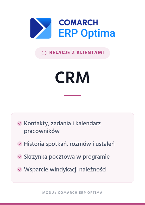 Comarch ERP Optima CRM – relacje z klientami | moduł Comarch ERP Optima