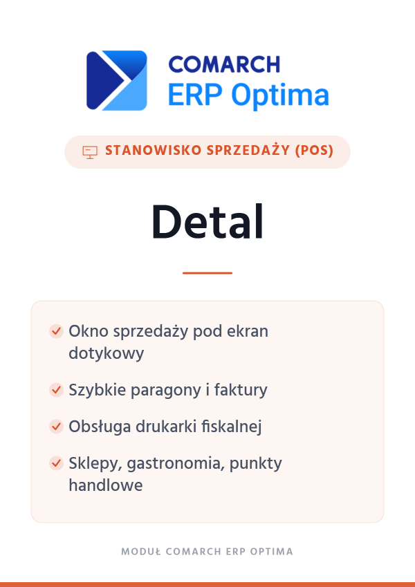 Comarch ERP Optima Detal – stanowisko sprzedaży (pos) | moduł Comarch ERP Optima