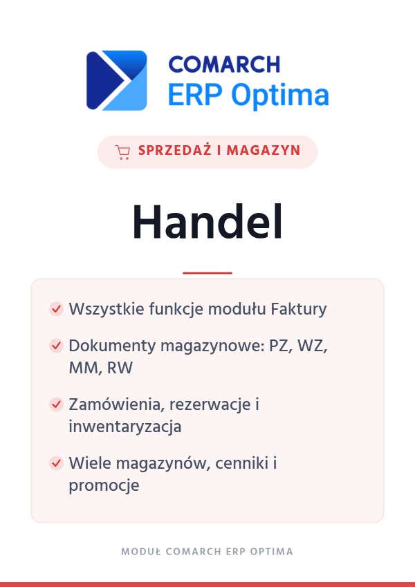 Comarch ERP Optima Handel – sprzedaż i magazyn | moduł Comarch ERP Optima