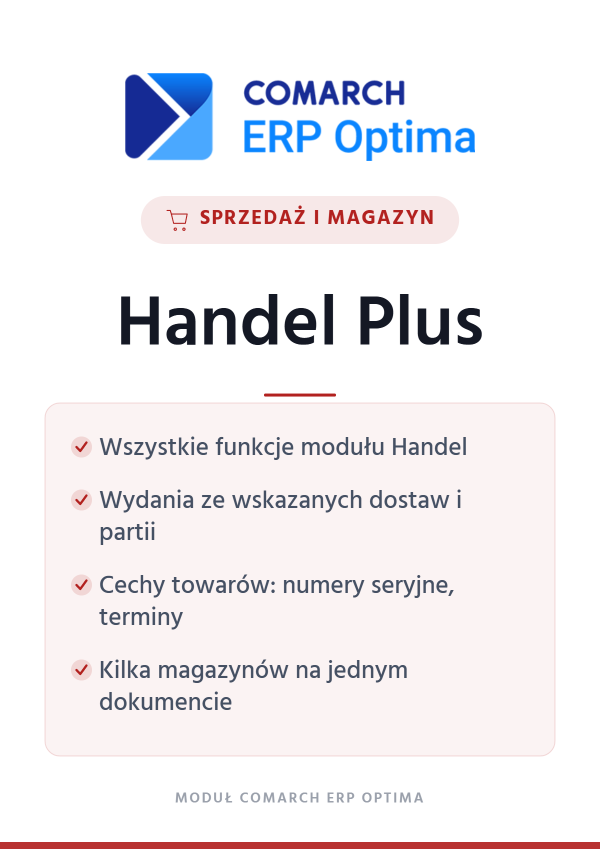 Comarch ERP Optima Handel Plus – sprzedaż i magazyn | moduł Comarch ERP Optima