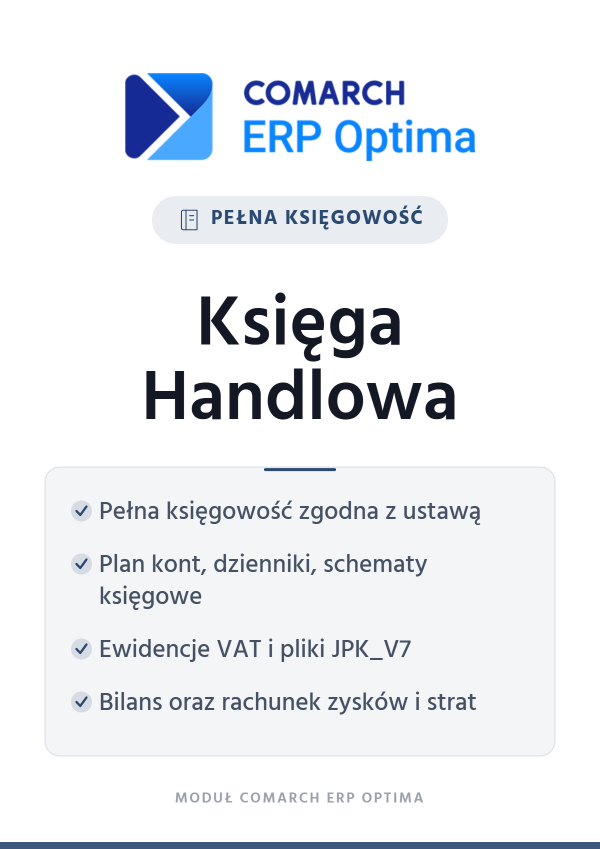 Comarch ERP Optima Księga Handlowa – pełna księgowość | moduł Comarch ERP Optima