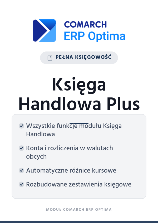 Comarch ERP Optima Księga Handlowa Plus – pełna księgowość | moduł Comarch ERP Optima