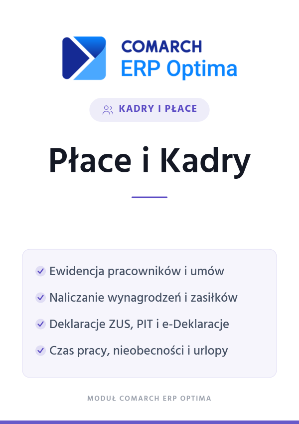 Comarch ERP Optima Płace i Kadry – kadry i płace | moduł Comarch ERP Optima