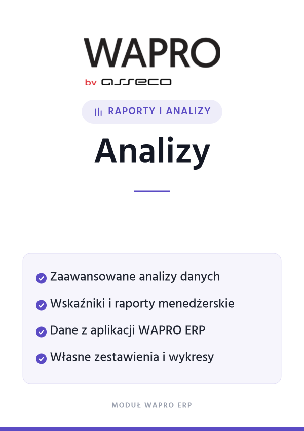 Wapro Analizy – Raporty i analizy | moduł WAPRO ERP