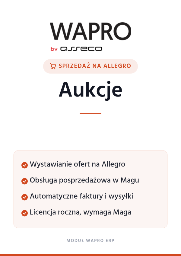 Wapro Aukcje – Sprzedaż na Allegro | moduł WAPRO ERP