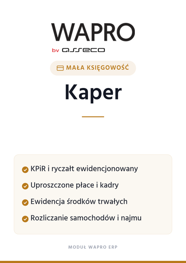 Wapro Kaper – Mała księgowość | moduł WAPRO ERP
